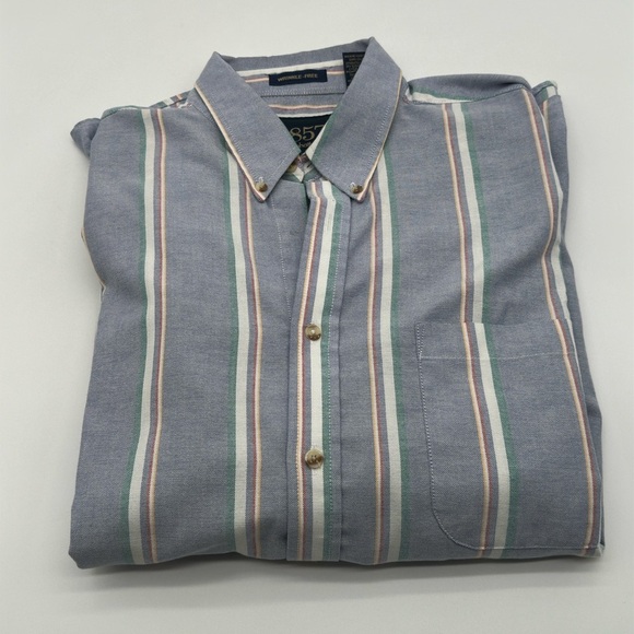 Manhattan 1857 button up shirt Men’s Large wrinkle free - Picture 10 of 10